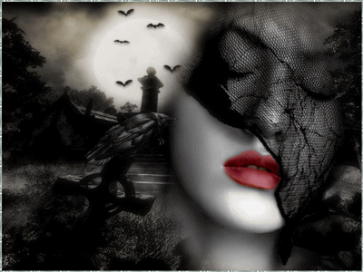 Gif animé gothique femme voile noir